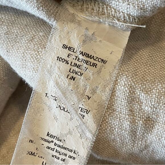 Kensie Linen Embroidered Sundress Oatmeal Cream Dress Medium - Picture 7 of 7